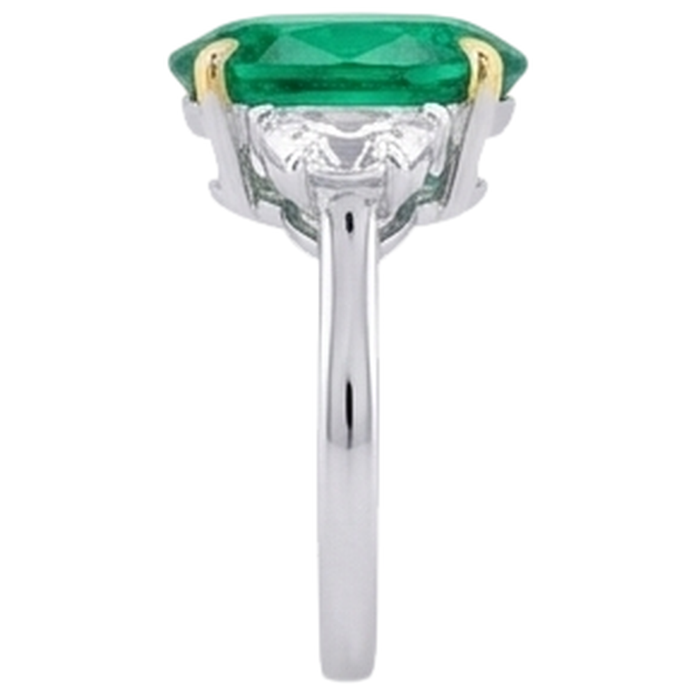 Colored Stone Ring 14K Two Tone Gold with Colombian Emerald – profile view