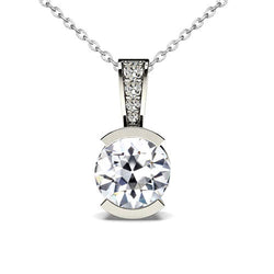 Genuine Diamond Pendant Necklace 1 ct – 14K White Gold