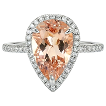 Halo 10 Ct Morganite With Natural Earth Mined Diamonds Ring White Gold 14K