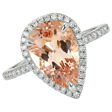 Halo 10 Ct Morganite With Natural Earth Mined Diamonds Ring White Gold 14K