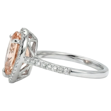 Halo 10 Ct Morganite With Natural Earth Mined Diamonds Ring White Gold 14K