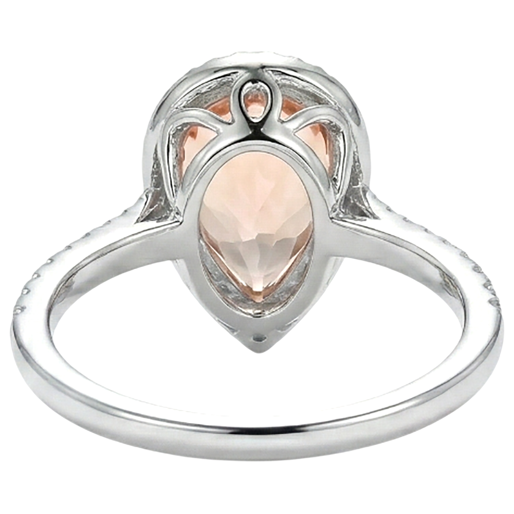 Halo 10 Ct Morganite With Natural Earth Mined Diamonds Ring White Gold 14K