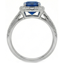 Halo 3.90 Ct Sri Lanka Sapphire Natural Earth Mined Diamonds Wedding Ring White Gold