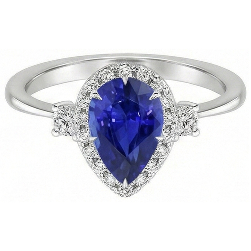 natural round sapphire 5ct ring close up detail