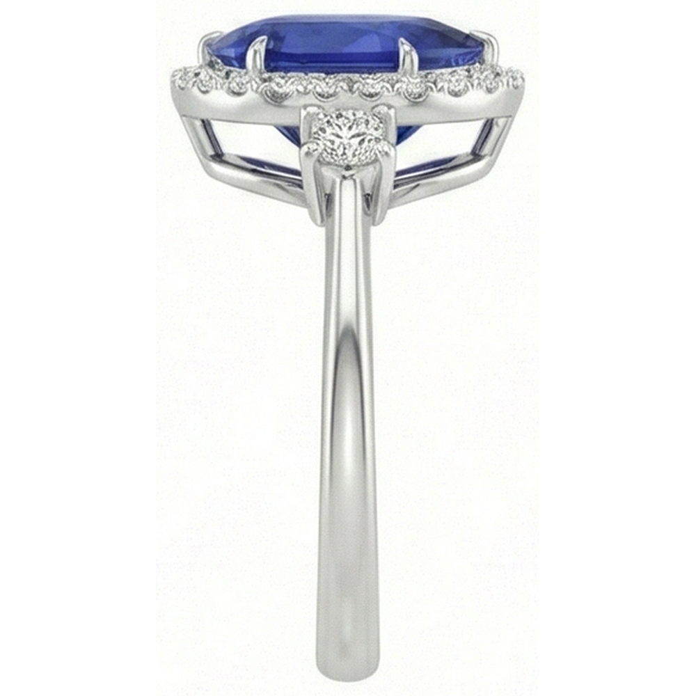 natural round sapphire 5ct ring on white background