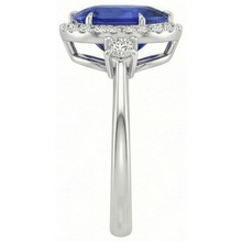 natural round sapphire 5ct ring on white background
