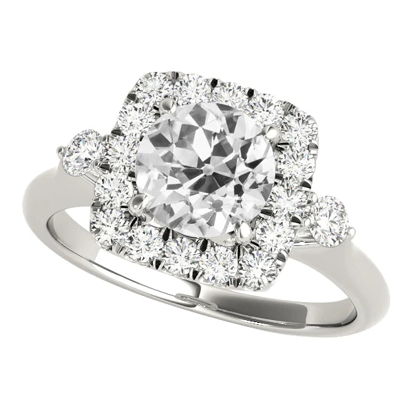 Halo 3 Stone Style Ring Old Cut Real Round Diamonds 5.50 Carats