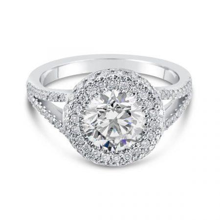 Halo 3.00 Carats Natural Diamonds Ring White Gold