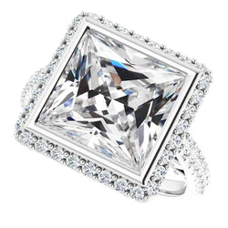 Halo 9 Carat Square Natural Diamond Ring