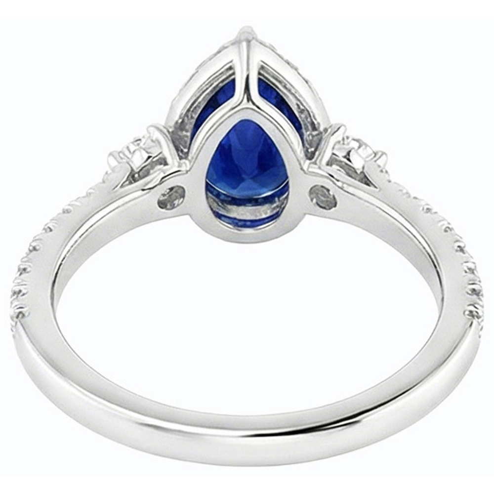 Halo Anniversary Ceylon Sapphire Ring & Natural Earth Mined Diamonds 5 Carats Jewellery