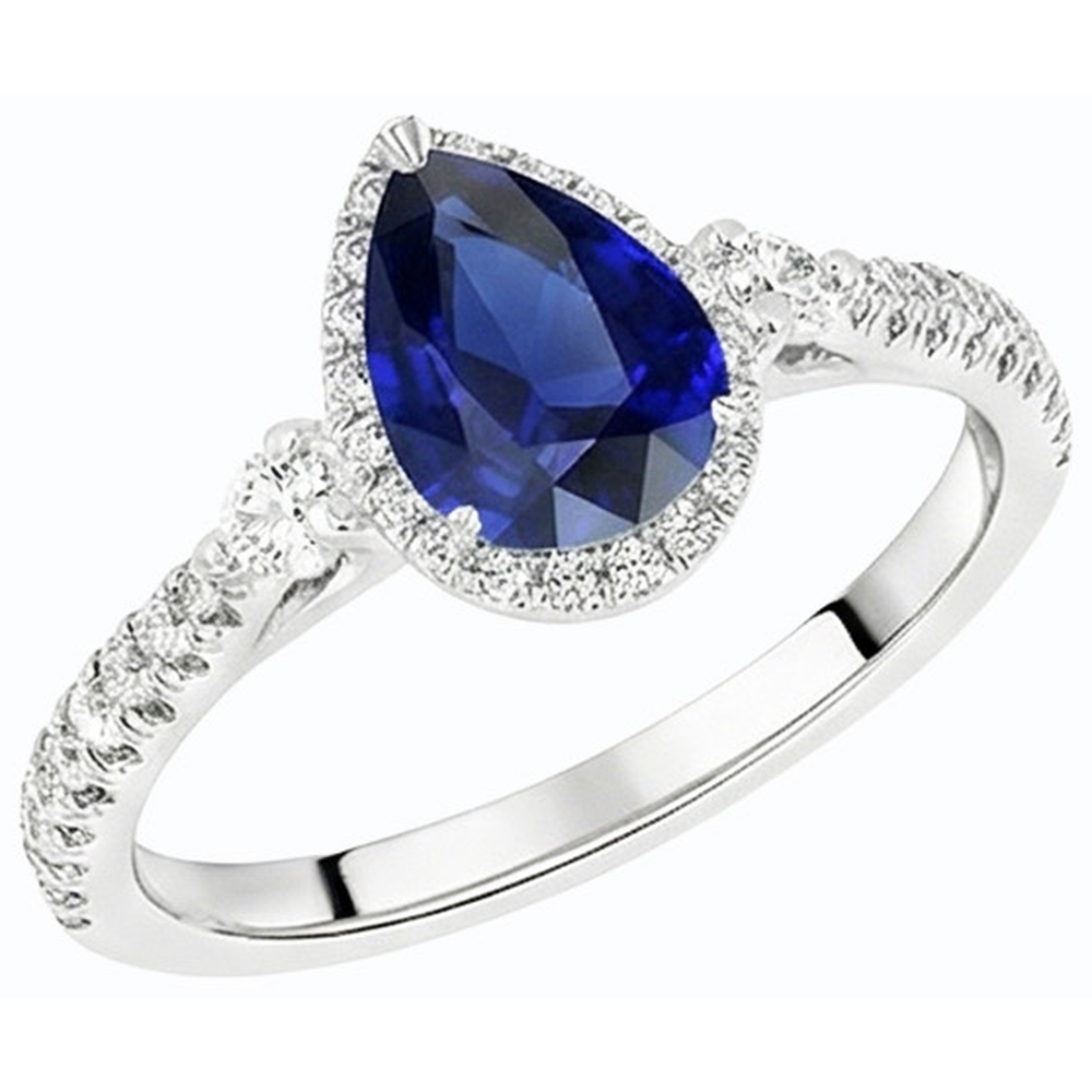 Halo Anniversary Ceylon Sapphire Ring & Natural Earth Mined Diamonds 5 Carats Jewellery