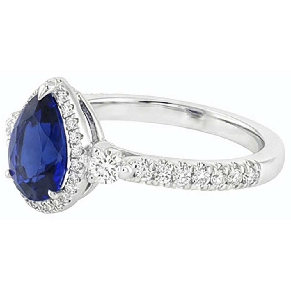 Halo Anniversary Ceylon Sapphire Ring & Natural Earth Mined Diamonds 5 Carats Jewellery