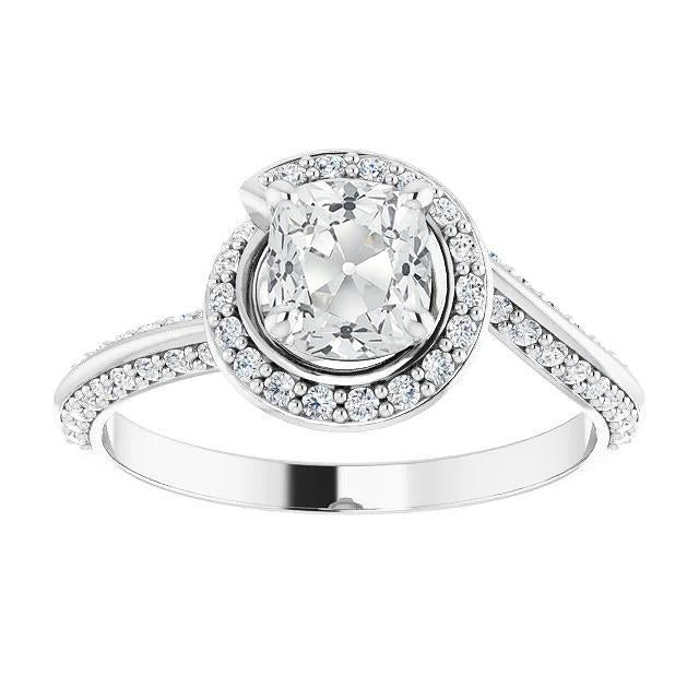 Halo Anniversary Ring Cushion Old Cut Real Diamond Prong Set 6 Carats