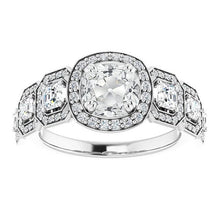 Halo Anniversary Ring Cushion Old Miner Real Diamond 9.75 Carats White Gold