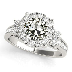 Halo Anniversary Ring Old Miner Real Natural Earth Mined Diamond Channel Set Accents 5 Carats