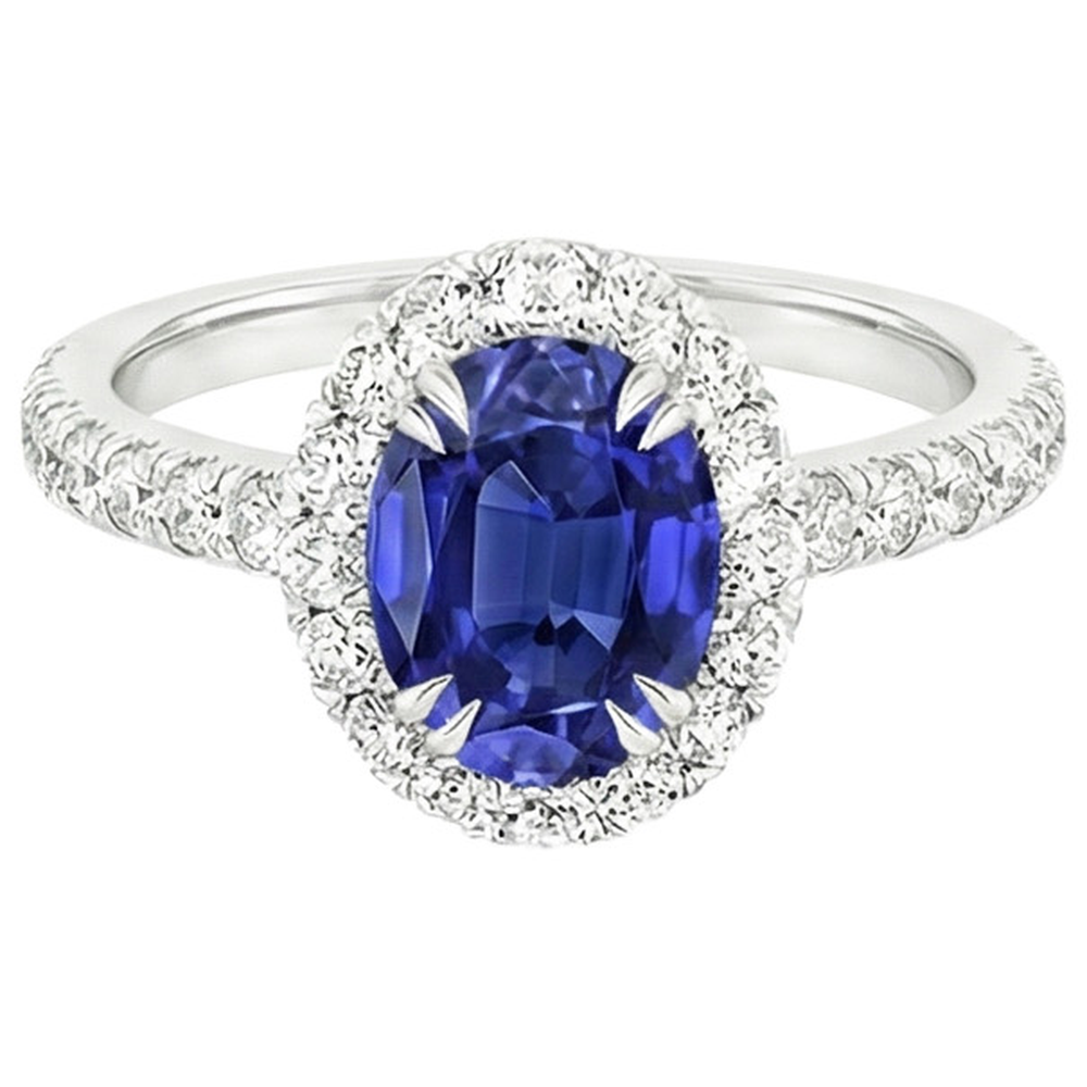 natural round sapphire 5.50ct ring top view