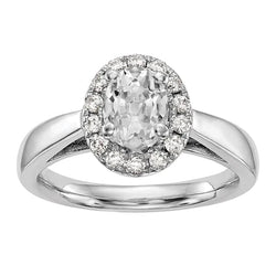 Halo Anniversary Ring Oval Old Cut Natural Diamond 3.75 Carats Tapered Shank