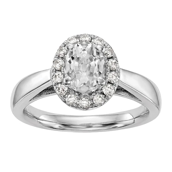 Halo Anniversary Ring Oval Old Cut Natural Diamond 3.75 Carats Tapered Shank