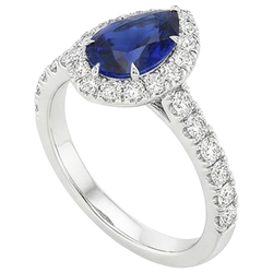 Natural Sapphire Ring 4.50ct - White Gold 14K