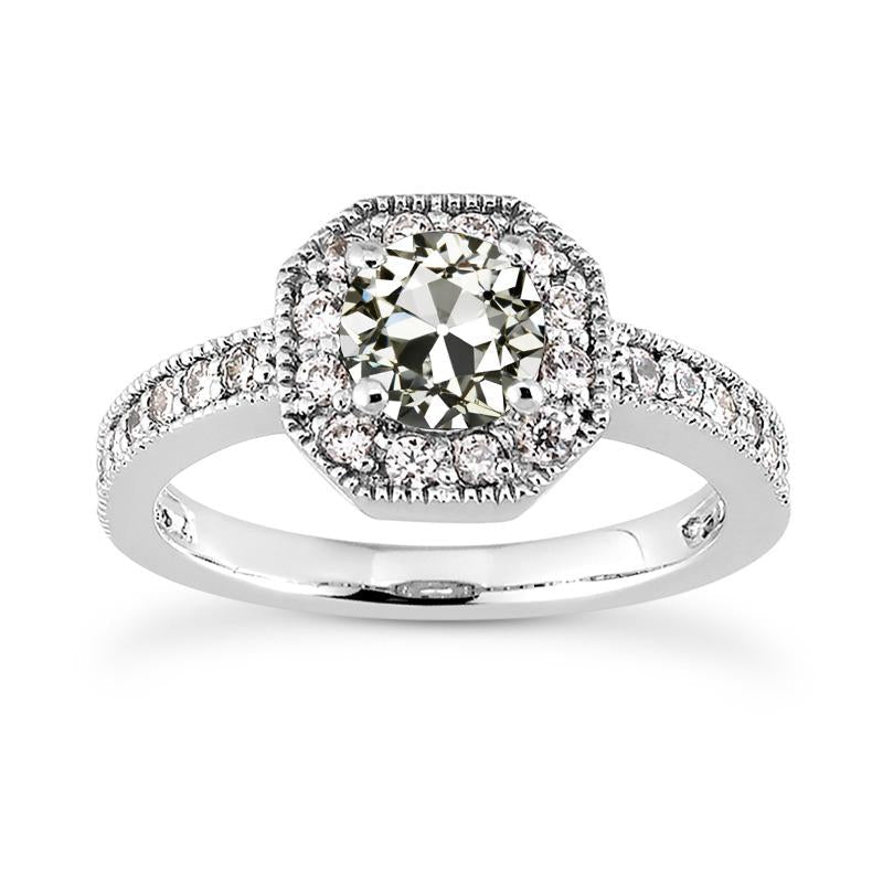 Halo Anniversary Ring Round Old European Natural Earth Mined Diamond Milgrain 3.75 Carats