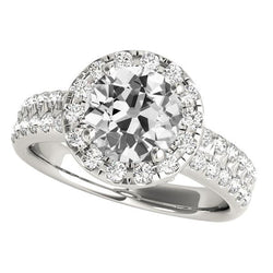 Halo Anniversary Ring Round Old Miner Genuine Diamonds Pave Set 6 Carats