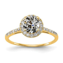 Halo Anniversary Ring With Accents Round Old Cut Natural Diamond 3 Carats