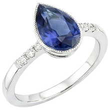 Halo Bezel Set Ring Pear Sri Lankan Sapphire & Natural Earth Mined Diamonds 2.50 Carats