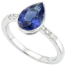 Halo Bezel Set Ring Pear Sri Lankan Sapphire & Natural Earth Mined Diamonds 2.50 Carats