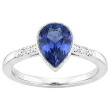 Halo Bezel Set Ring Pear Sri Lankan Sapphire & Natural Earth Mined Diamonds 2.50 Carats