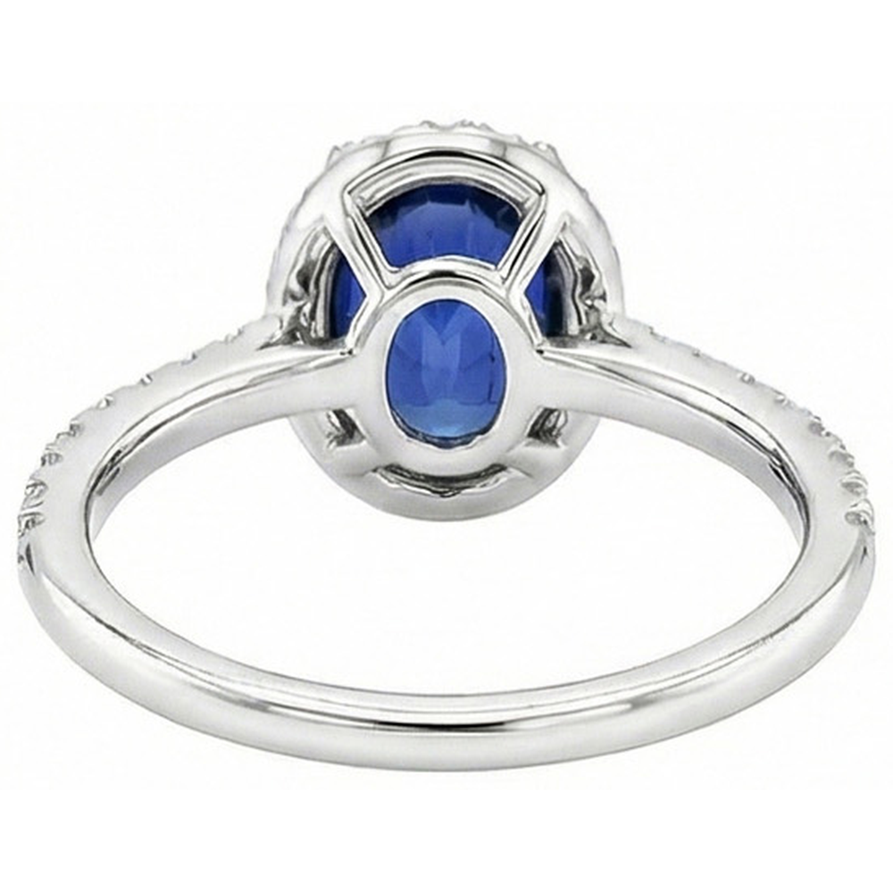 Halo Blue Sapphire And Natural Earth Mined DIAMOND ( NOT LAB GROWN ) Engagement Ring 2.25 Carat Gold 14K
