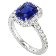 Halo Blue Sapphire Natural Earth Mined Diamond Ring With Accents 10.25 Carats