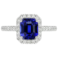 Halo Blue Sapphire Natural Earth Mined Diamond Ring With Accents 10.25 Carats