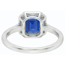 Halo Blue Sapphire Ring Baguette & Round Natural Earth Mined Diamond Jewellery 3 Carats