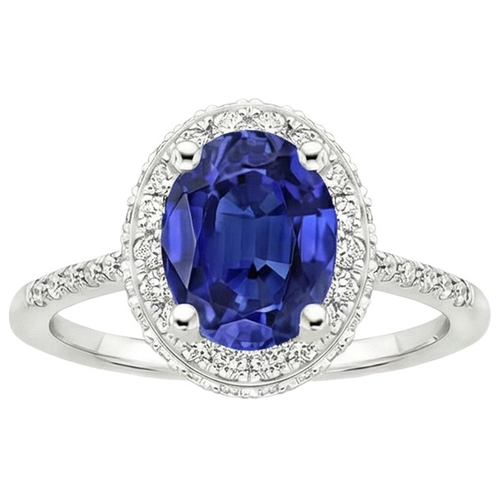 natural round sapphire 3.75ct ring top view