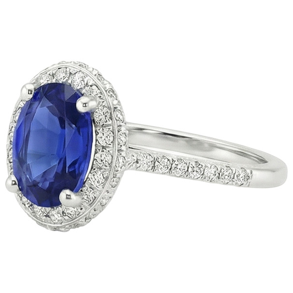 natural round sapphire 3.75ct ring profile view