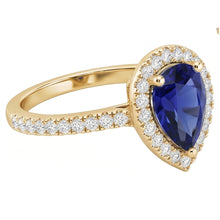 Halo Blue Sapphire Stone Ring & Round Natural Earth Mined Diamonds 4.50 Carats