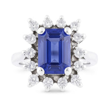 Halo Blue Sapphire Wedding Ring Emerald 2.50 Carats Flower Style
