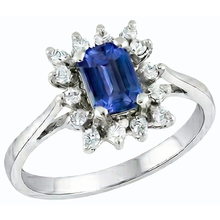 Halo Blue Sapphire Wedding Ring Emerald 2.50 Carats Flower Style