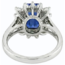 Halo Blue Sapphire Wedding Ring Emerald 2.50 Carats Flower Style