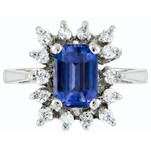 Halo Blue Sapphire Wedding Ring Emerald 2.50 Carats Flower Style