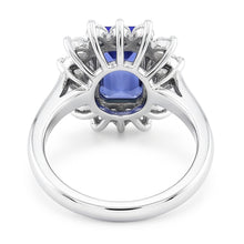 Halo Blue Sapphire Wedding Ring Emerald 2.50 Carats Flower Style