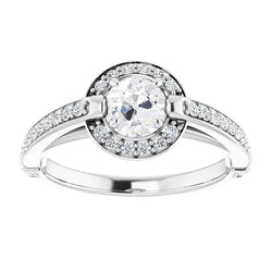 Halo Cathedral Setting Anniversary Ring Old Cut Natural Diamonds Prong Set