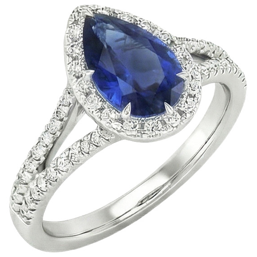 Halo Ceylon Blue Saphire Ring
