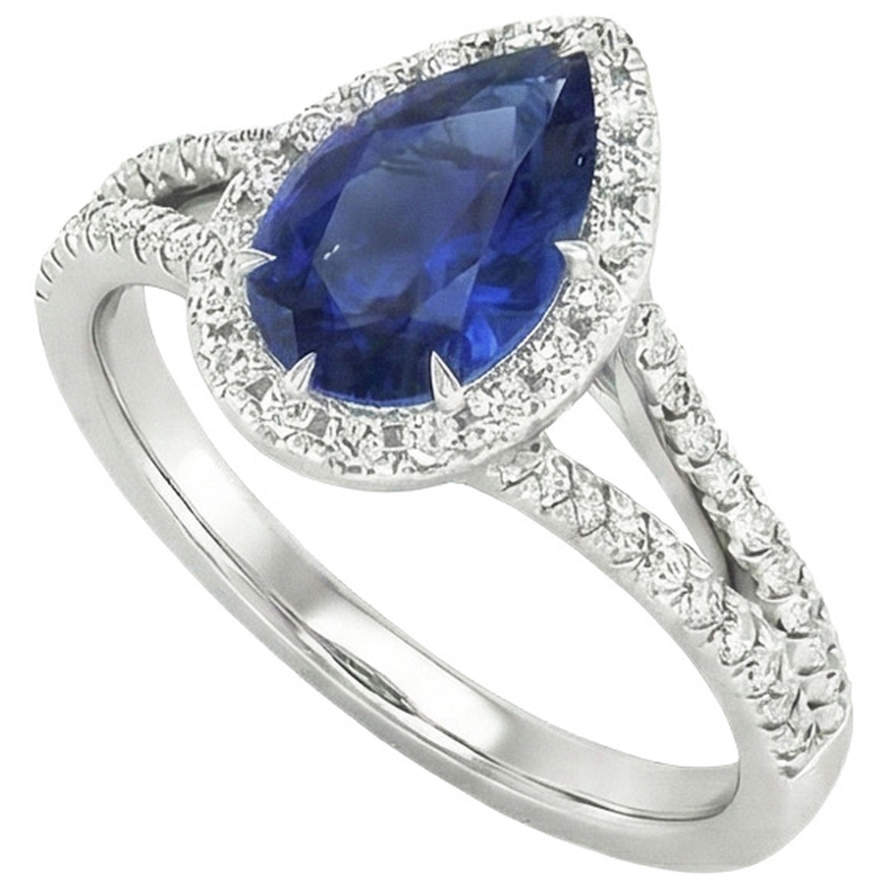 Halo Ceylon Blue Saphire Ring