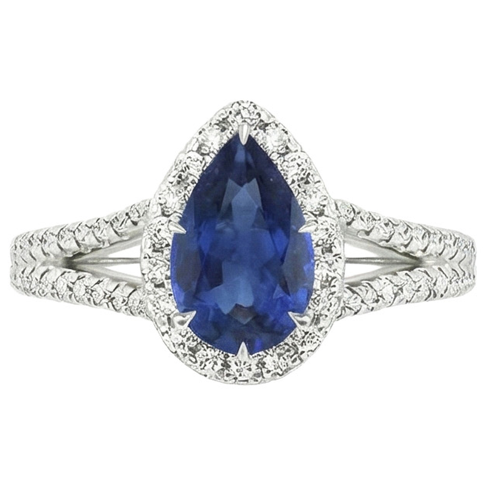 Halo Ceylon Blue Saphire Ring
