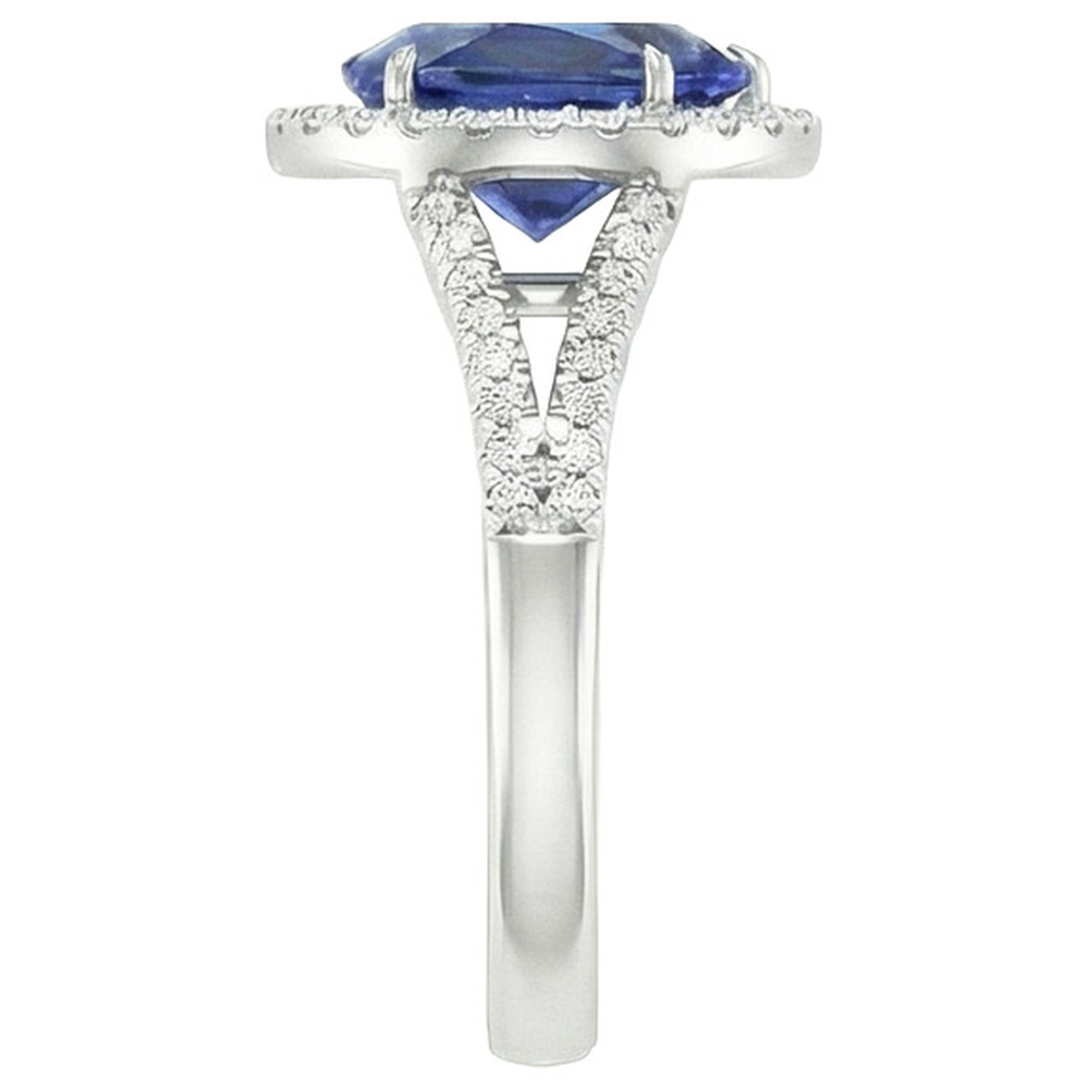 Halo Ceylon Blue Saphire Ring
