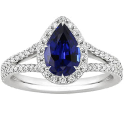 Halo Ceylon Blue Saphire Ring