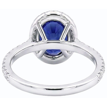 Halo Ceylon Sapphire Oval Natural Earth Mined Diamond Anniversary Ring 3.50 Carats