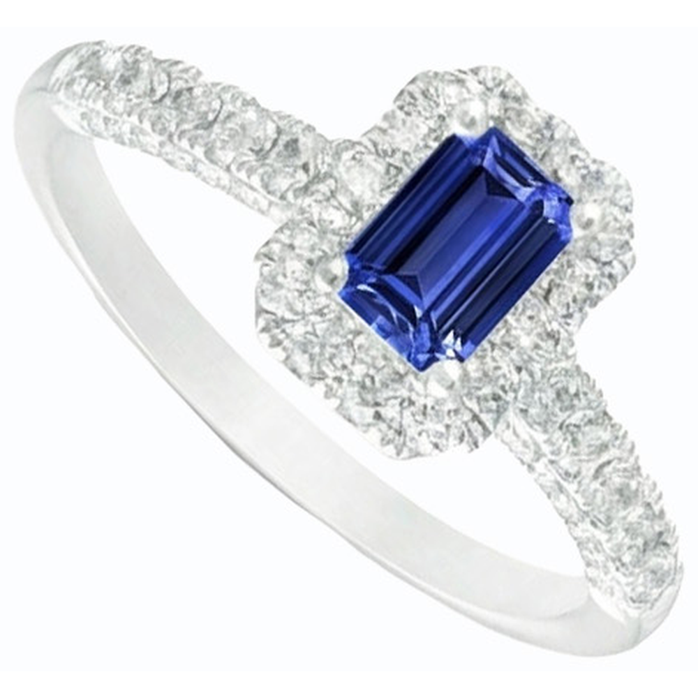 natural emerald sapphire 3.50ct ring profile view