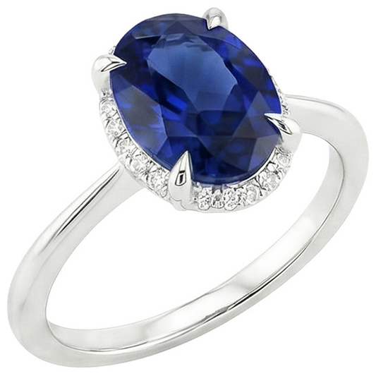 natural round sapphire 3.50ct ring side angle